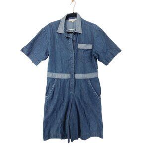 Burning Torch Women's Short Sleeve Romper Blue Chambray Size S
